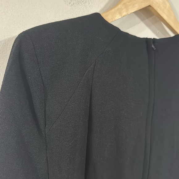 ASOS dress black v neck faux wrap style at chest long sleeve NEW size 14 career - Picture 5 of 6